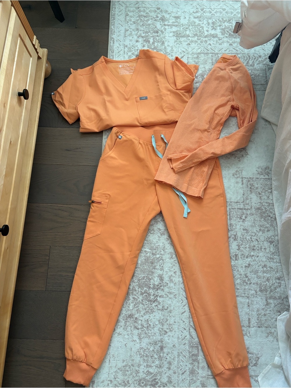 FIGS Orange Scrub Top, Jogger, & Underscrub Set